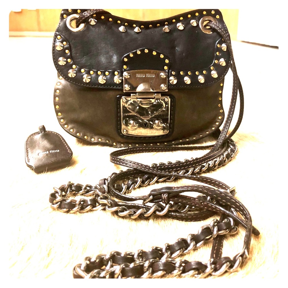 MIU MIU Nappa, Leather Studded Flap Bag